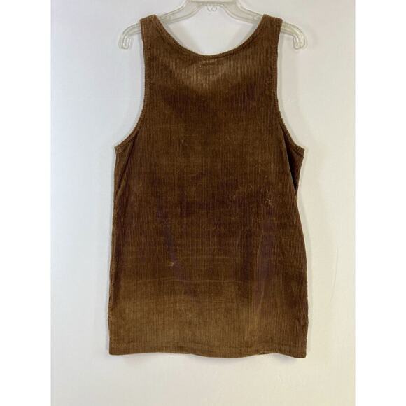 Vtg Alaska Blue Corduroy Zip Front Jumper Dress 100% Cotton Midi Brown Womens L - Picture 3 of 8